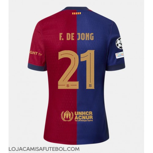 Camisa de Futebol Barcelona Frenkie de Jong #21 Equipamento Principal 2024-25 Manga Curta